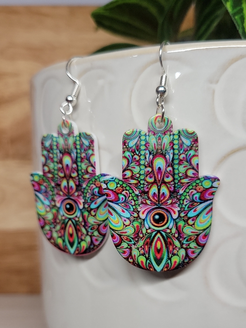 Bohemian Multicolor Hamsa Dangle Earrings - Women Jewelry